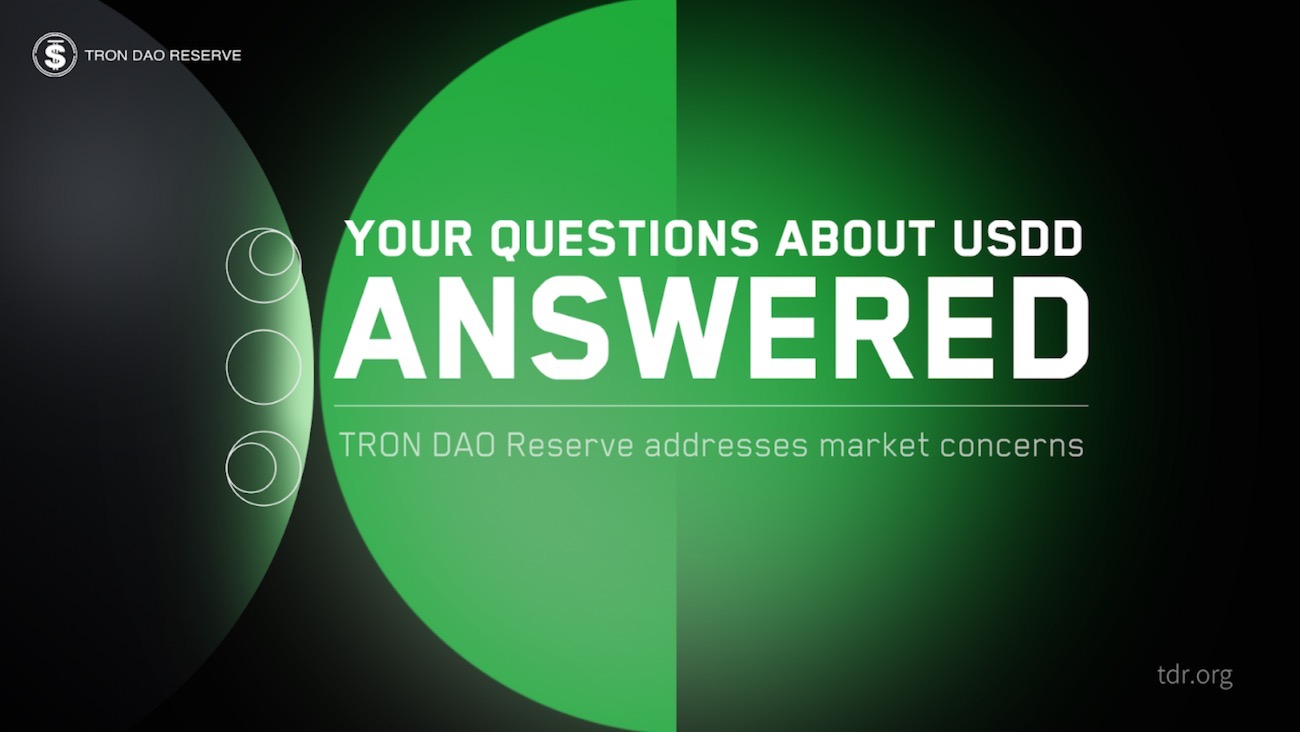 TRON DAO Reserve Addresses Questions Regarding USDD Stablecoin