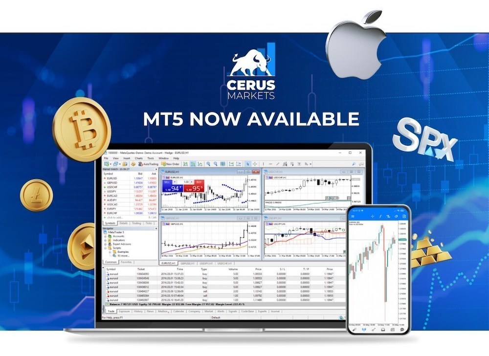 Cerus Markets Launches MetaTrader 5, Offering Enhanced Trading Capabilities and a 100% Deposit Bonus